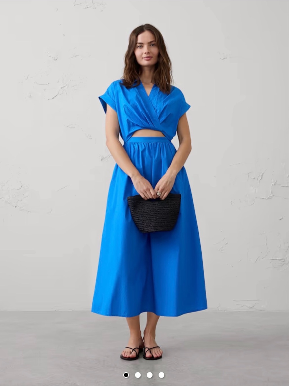 Deep Dive Blue Cutout Poplin Maxi Dress
